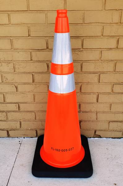 12lbs FDOT 36" Orange Cones w/ 2 reflective collars